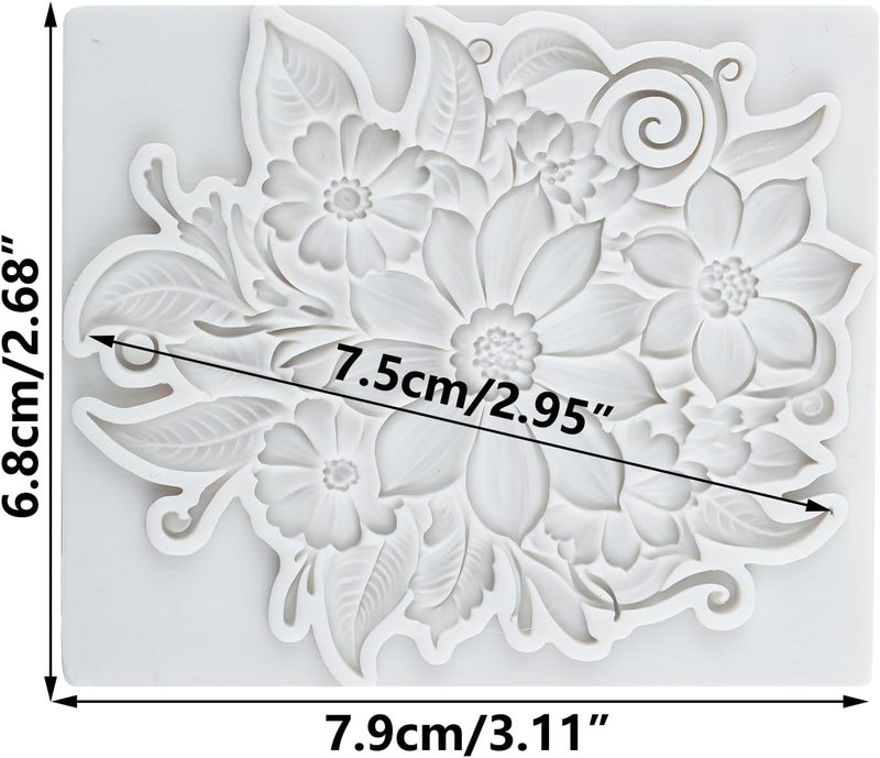 TAOXIBEI Flower Polymer Clay Mold Baroque Flower Lace Silicone Resin Molds for DIY Crafts Epoxy Resin Casting Air Dry Polymer Clay Plaster Jewelry Making - Image 2